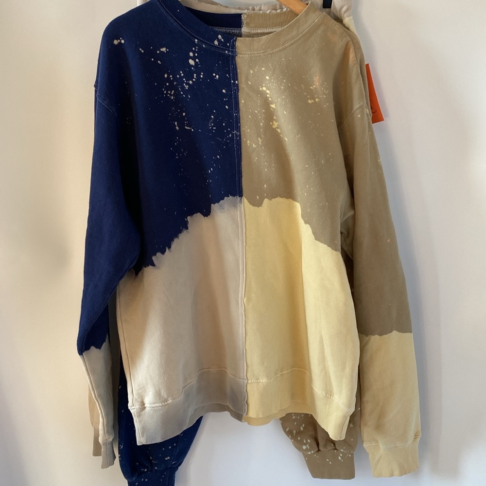 La Detresse Sweatshirt + Joggers Set in Tan/Blue – Size L – NWT